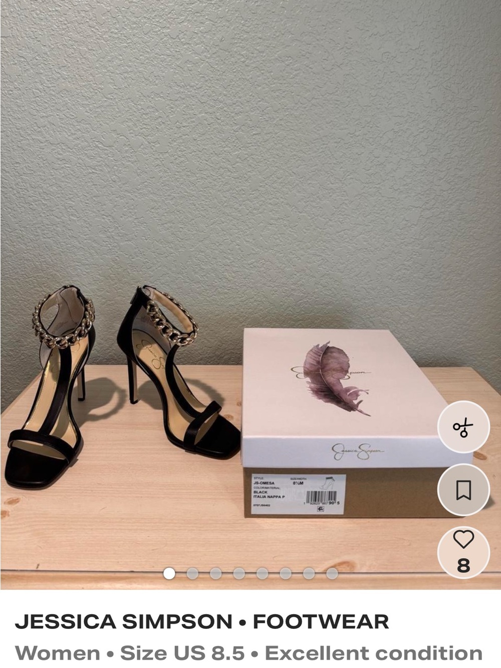 Jessica Simpson Black Chain-Ankle Stiletto Heels